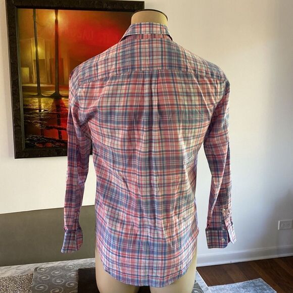 Vineyard Vines Extra Small Classic Fit Ticket Shirt Pink And Blue Plaid - Picture 4 of 5